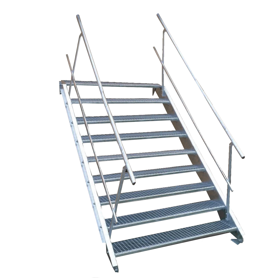 9 Stufen Stahltreppe Breite 60-160cm Geschosshöhe 135-180cm Geländer beidseitig