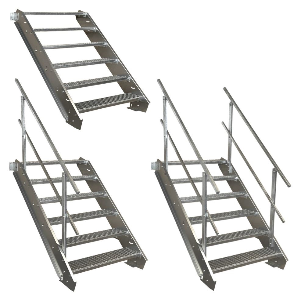 6 Stufen Stahltreppe einseitig. Geländer Breite 80cm Gesc…