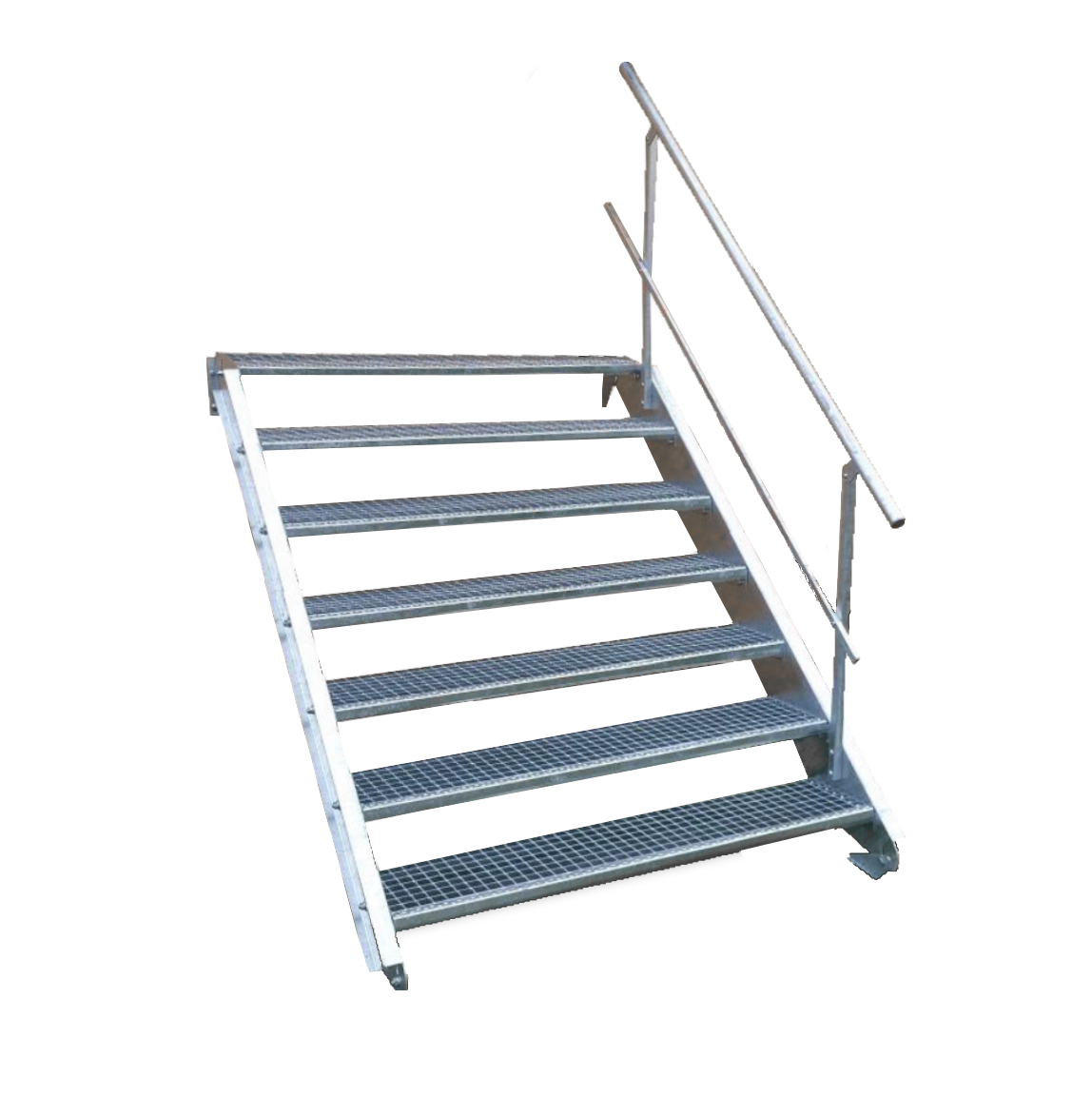 7 Stufen Stahltreppe Breite 60-160cm Geschosshöhe 100-140cm Geländer einseitig