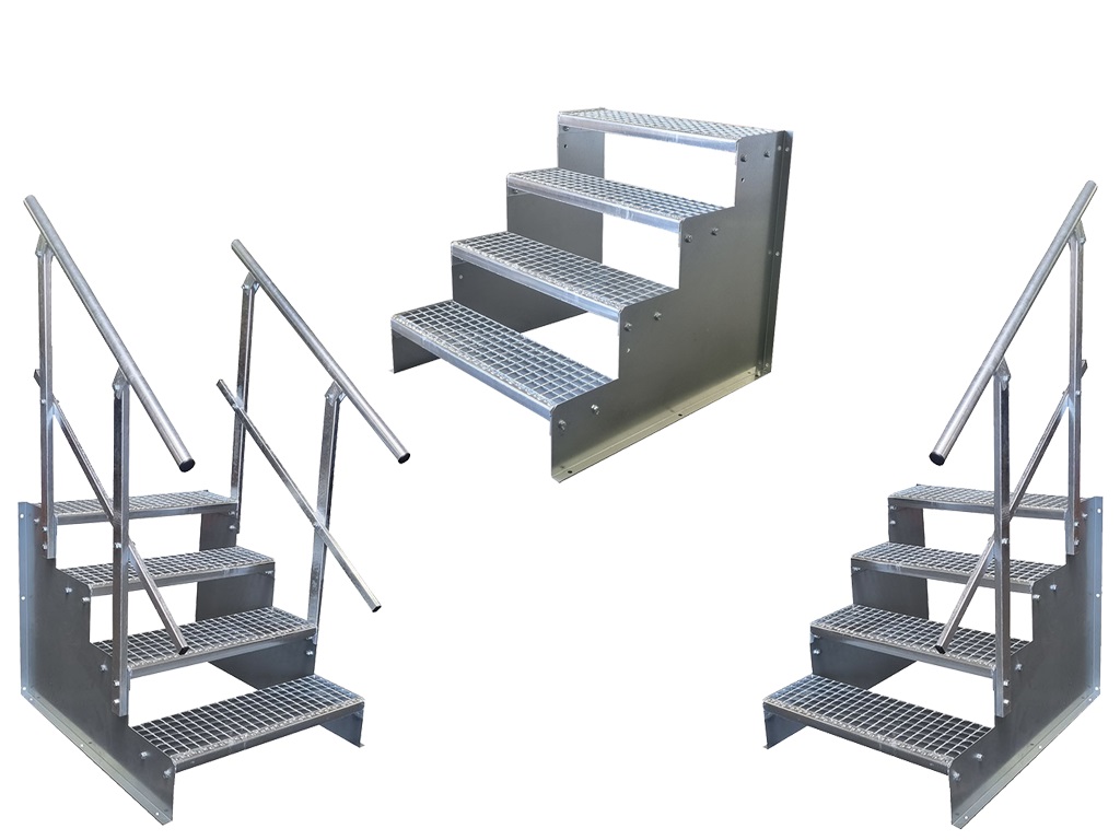 2 Stufen Standtreppe verzinkt 18 cm Stufenhöhe, 60 - 160 cm Breite, 36 cm Höhe