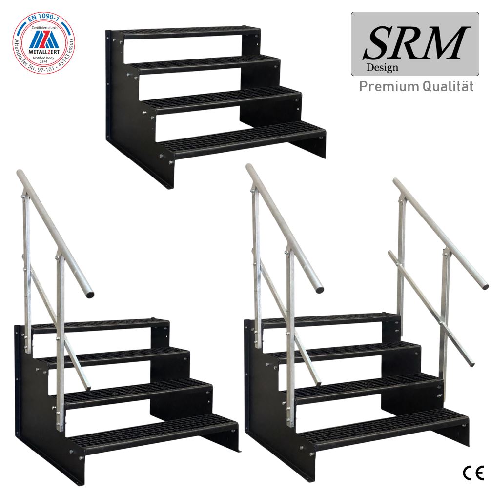 4 Stufen Standtreppe Modell 2 komplett schwarz Treppe Sta…