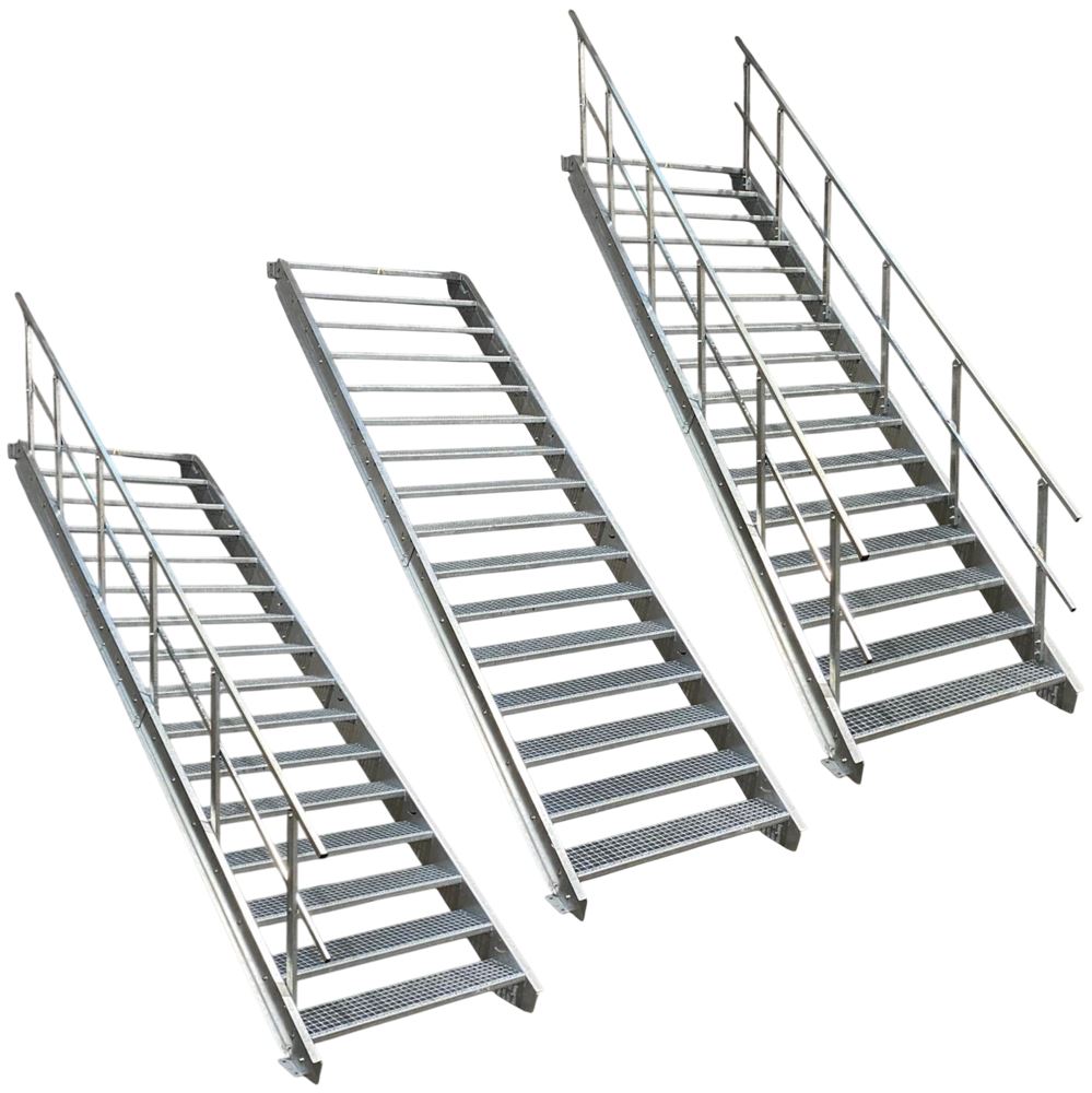 16 Stufen Stahltreppe STATIK 60 cm Breite 274 - 340 cm Ge…