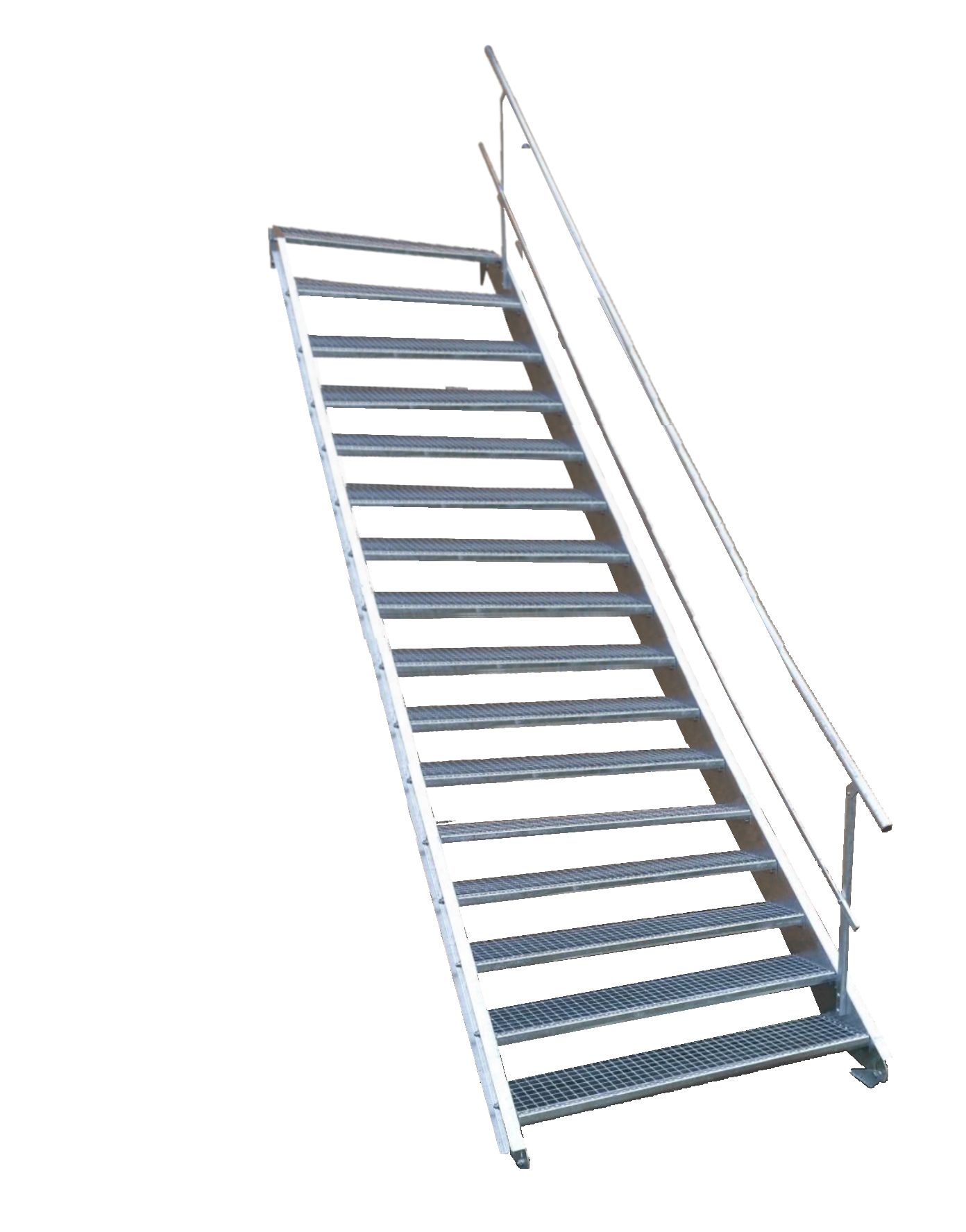 16 Stufen Stahltreppe Breite 60-160cm Geschosshöhe 274-340cm Geländer einseitig