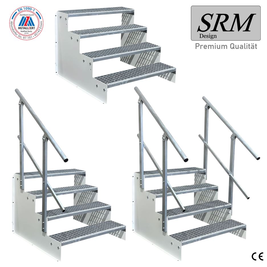 4 Stufen Standtreppe Modell 2 freistehend weiß Treppe Sta…