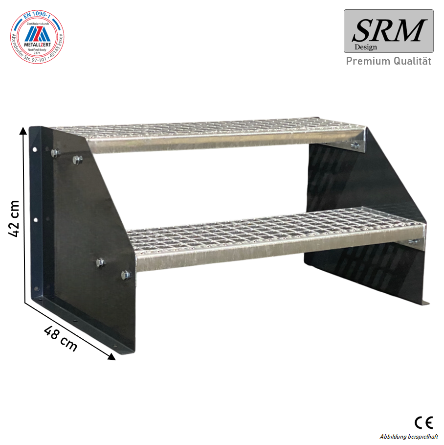 2 Stufen Standtreppe Modell 1 freistehend Anthrazit Trepp…