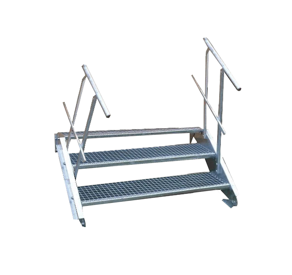 2 Stufen Stahltreppe Breite 60-160cm Geschosshöhe 30 - 40 cm Geländer beidseitig