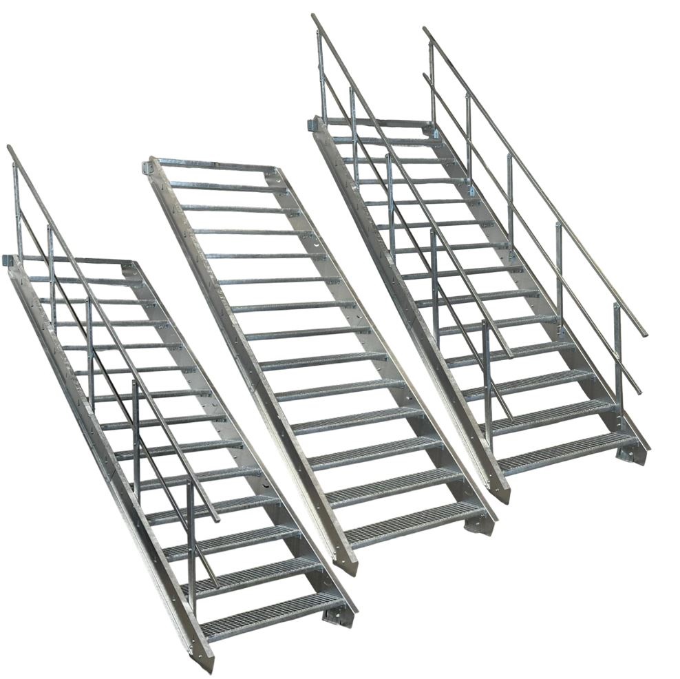 14 Stufen Stahltreppe 80 cm Breite 210 - 280 cm Geschossh…
