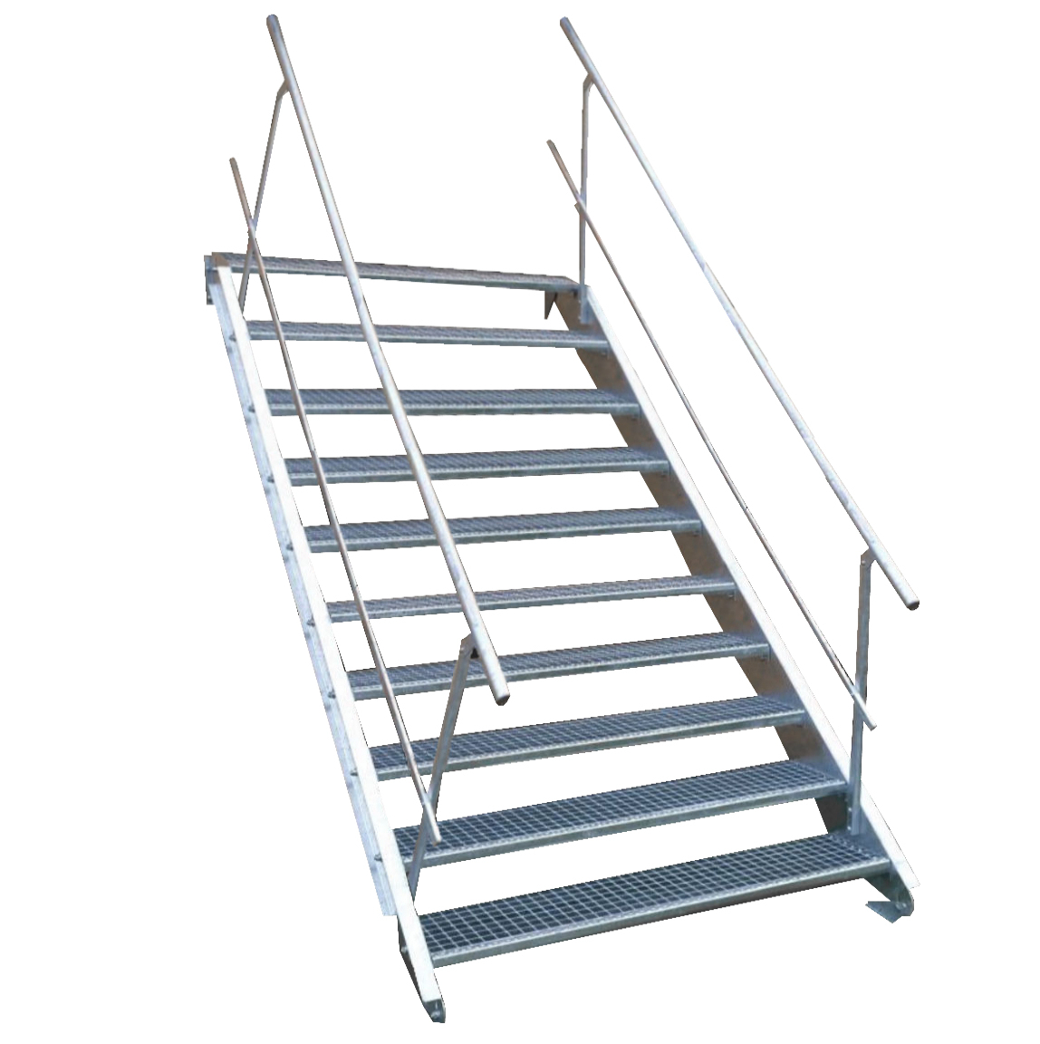 10 Stufen Stahltreppe Breite 60-160cm Geschosshöhe 150-200cm Geländer beidseitig