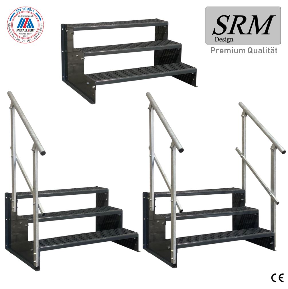 3 Stufen Standtreppe Modell 2 komplett anthrazit Treppe S…