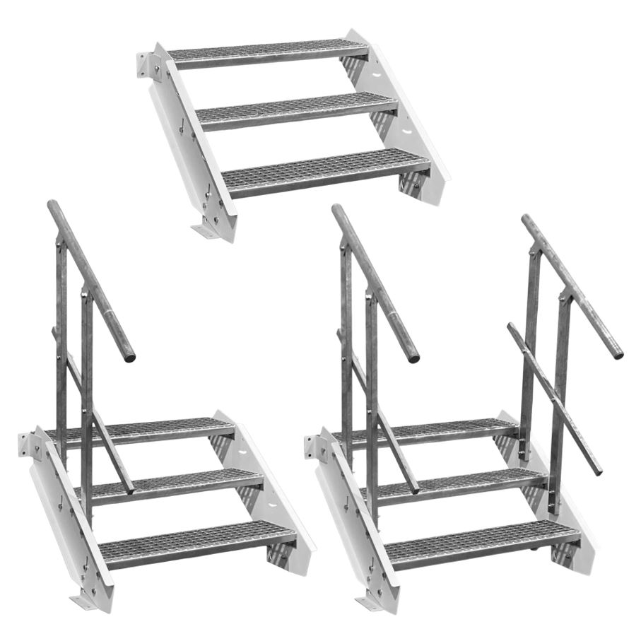 3 Stufen Stahltreppe Weiß Breite 60 cm Geschosshöhe 40 - …