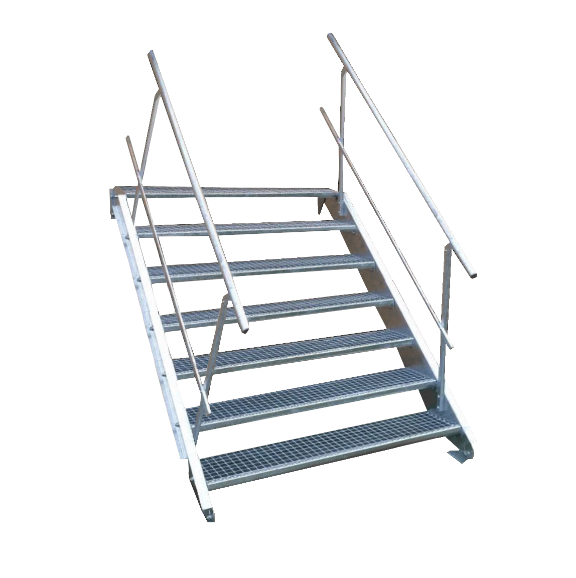 7 Stufen Stahltreppe Breite 60-160cm Geschosshöhe 100-140cm Geländer beidseitig