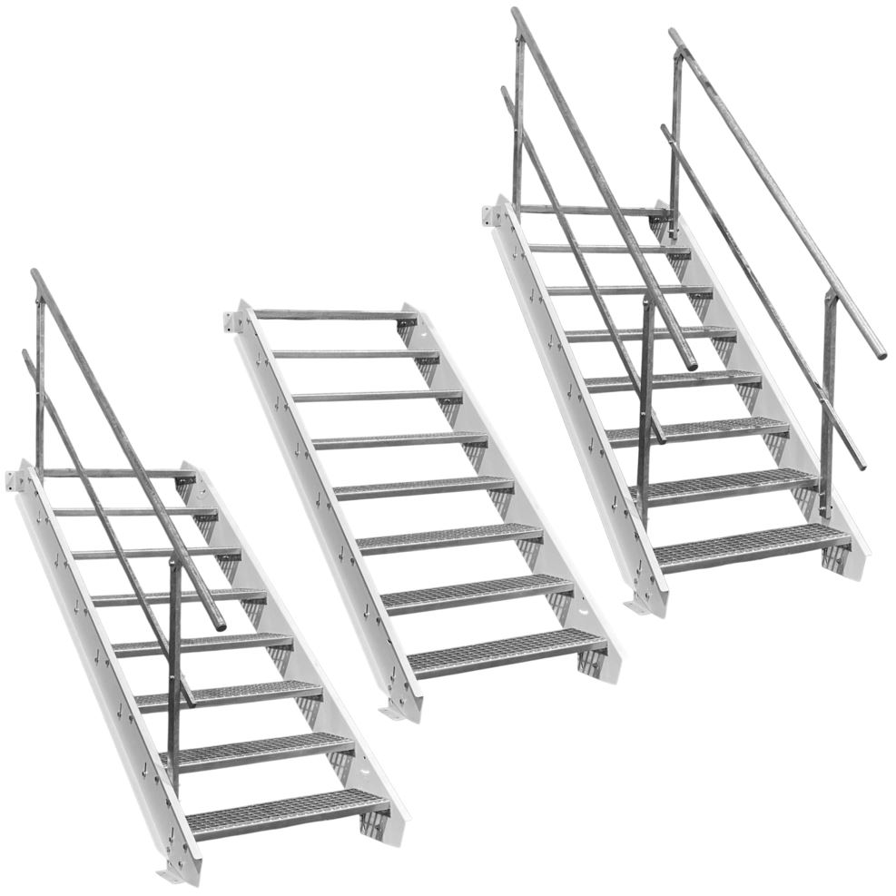 8 Stufen Stahltreppe Weiß Breite 60 cm Geschosshöhe 120 -…