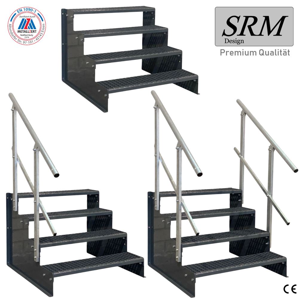 4 Stufen Standtreppe Modell 2 komplett anthrazit Treppe S…