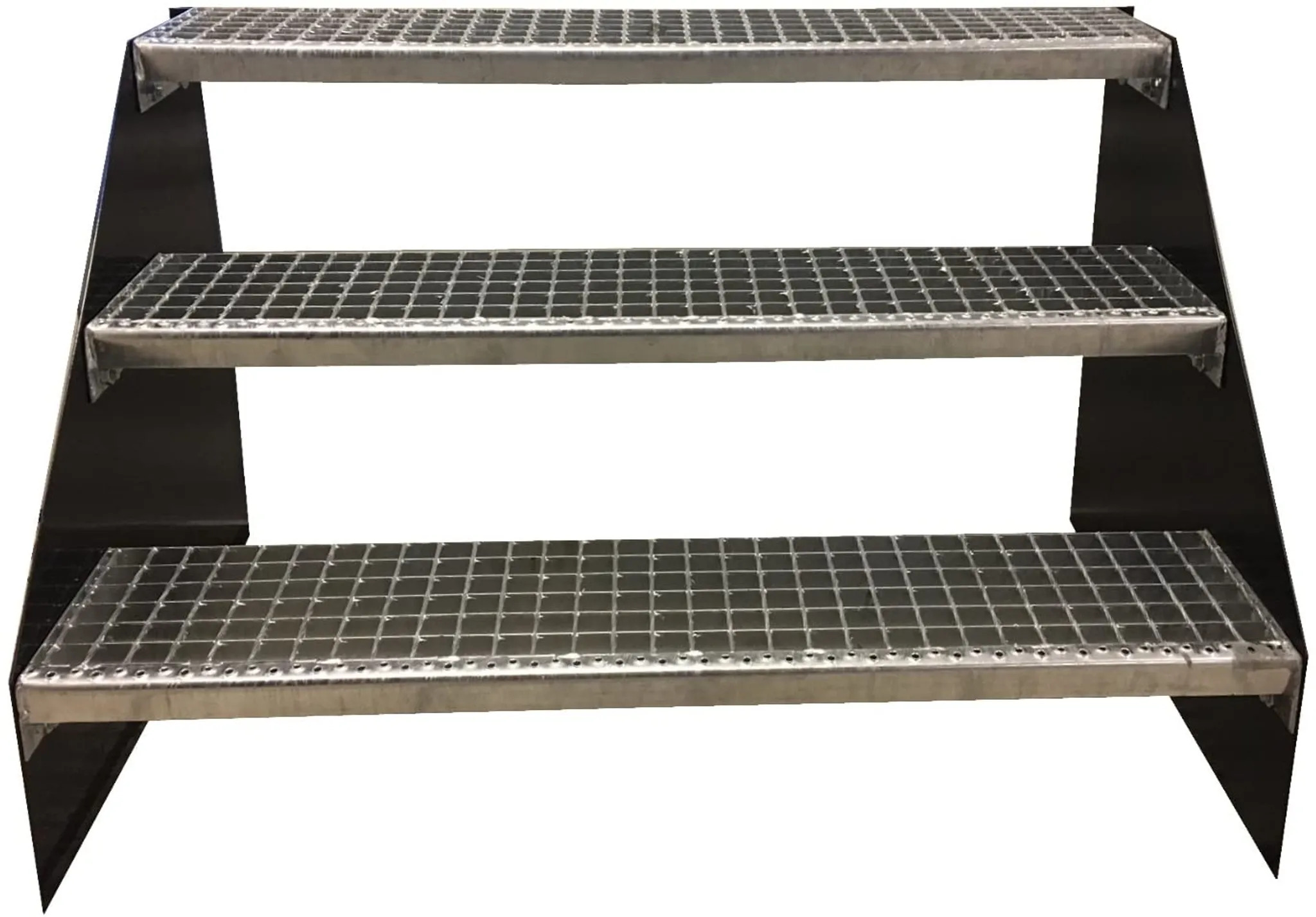 3 Stufen Treppe Breite 60 - 160cm Stahltreppe Stahl anthrazit Geschosshöhe 63 cm