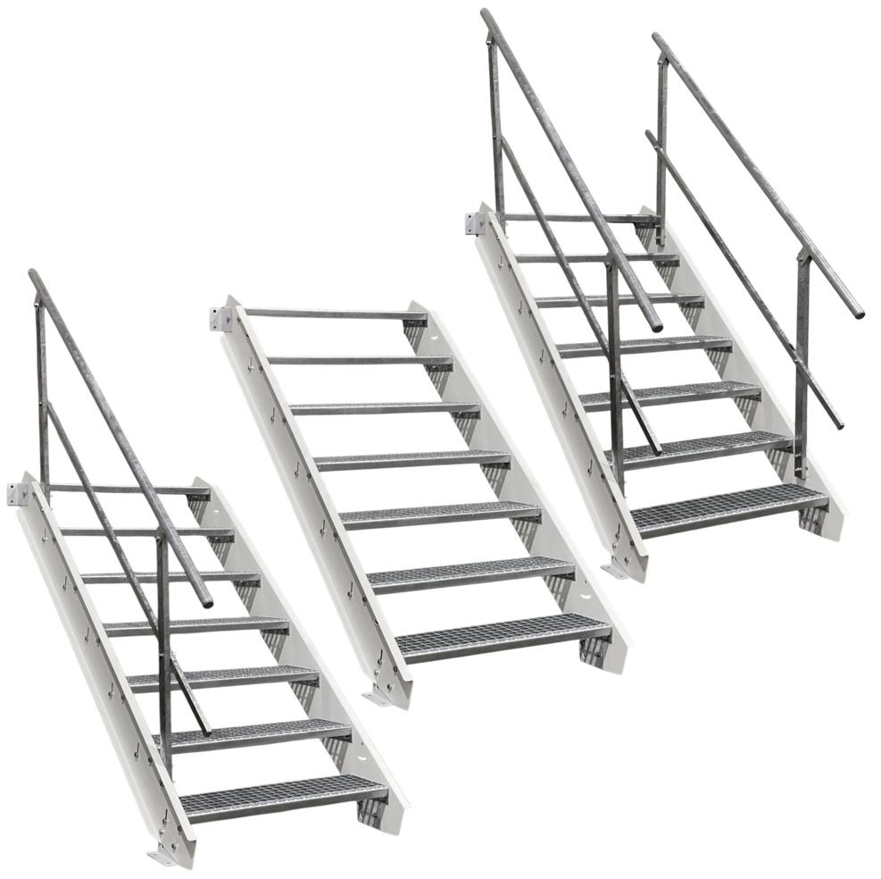 7 Stufen Stahltreppe Weiß Breite 60 cm Geschosshöhe 100 -…
