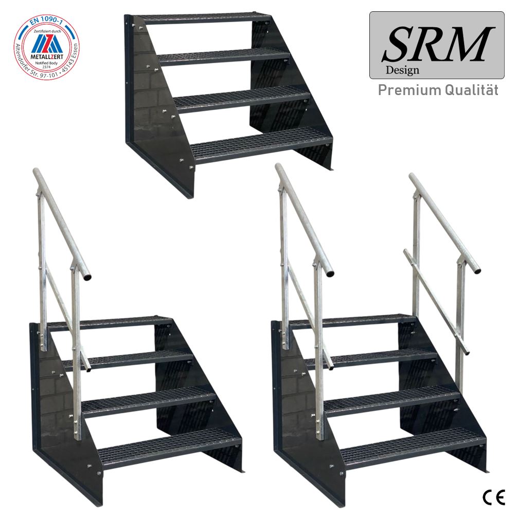 4 Stufen Standtreppe Modell 1 freistehend komplett anthra…