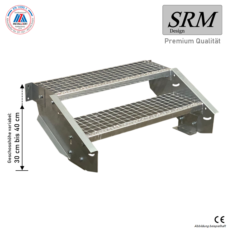 2 Stufen Stahltreppe 80 cm Breite 30 - 40 cm Geschosshöhe…