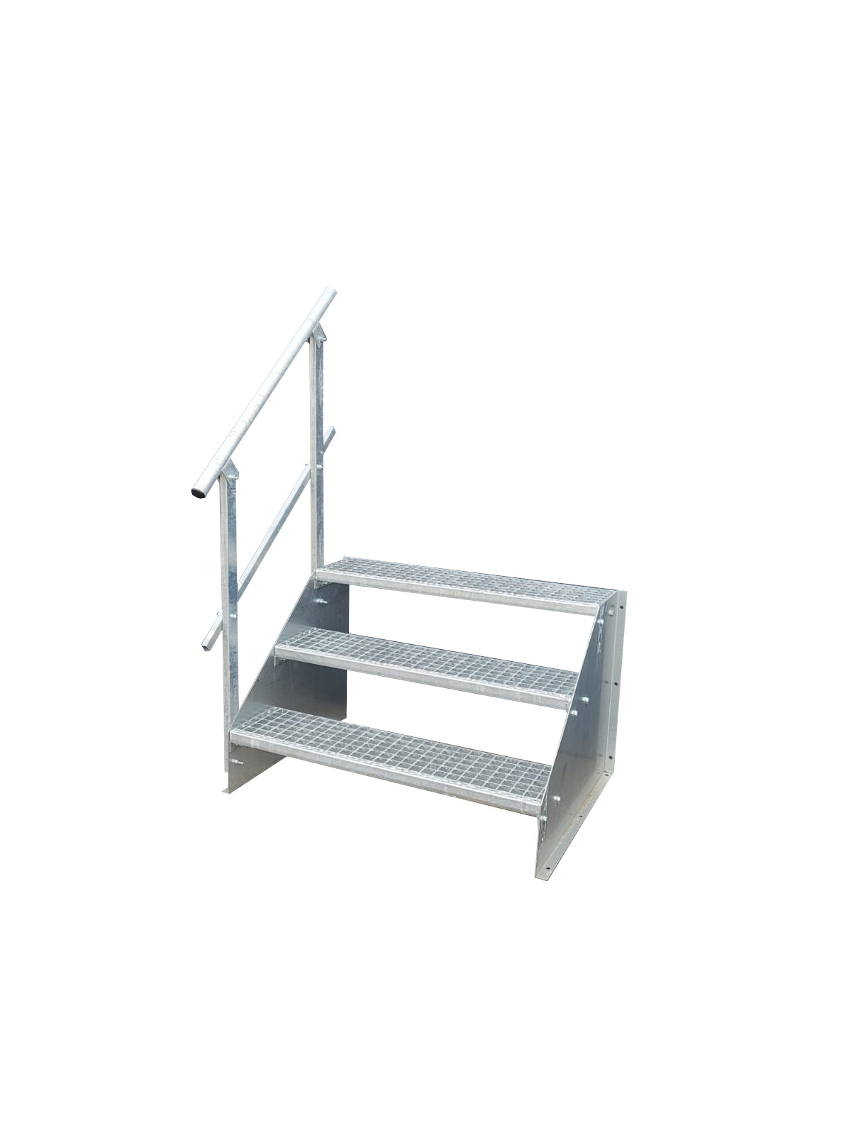 3 Stufen Treppe Breite 60 - 160 cm Standtreppe Höhe 63 cm verzinkt 1x Geländer