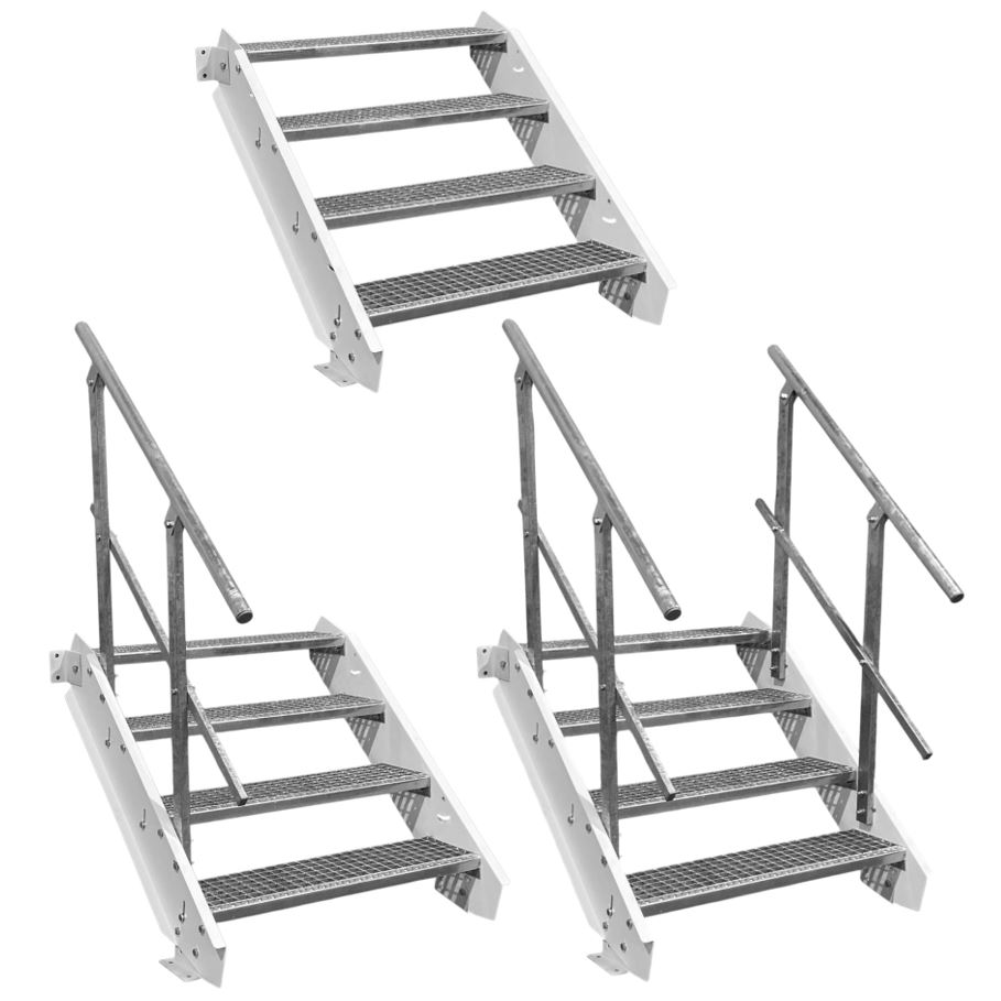 4 Stufen Stahltreppe Weiß Breite 60 cm Geschosshöhe 55 - …