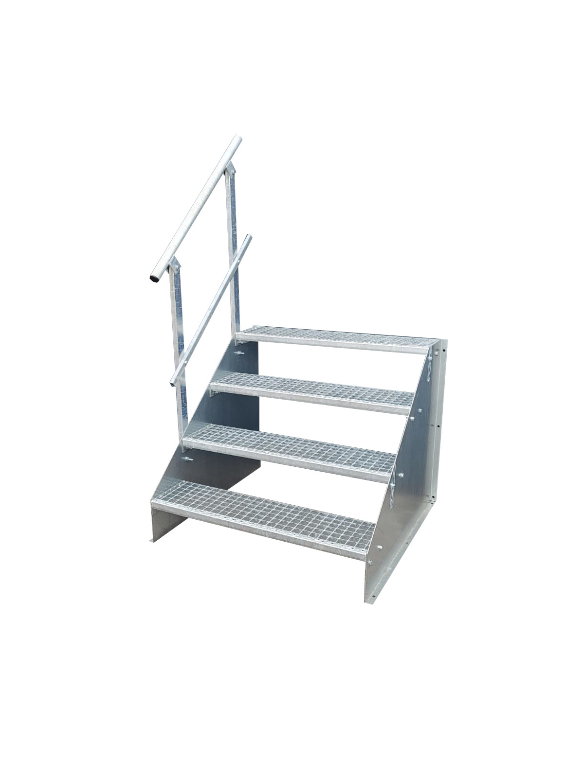 4 Stufen Treppe Breite 60 - 160 cm Standtreppe Höhe 84 cm verzinkt 1x Geländer