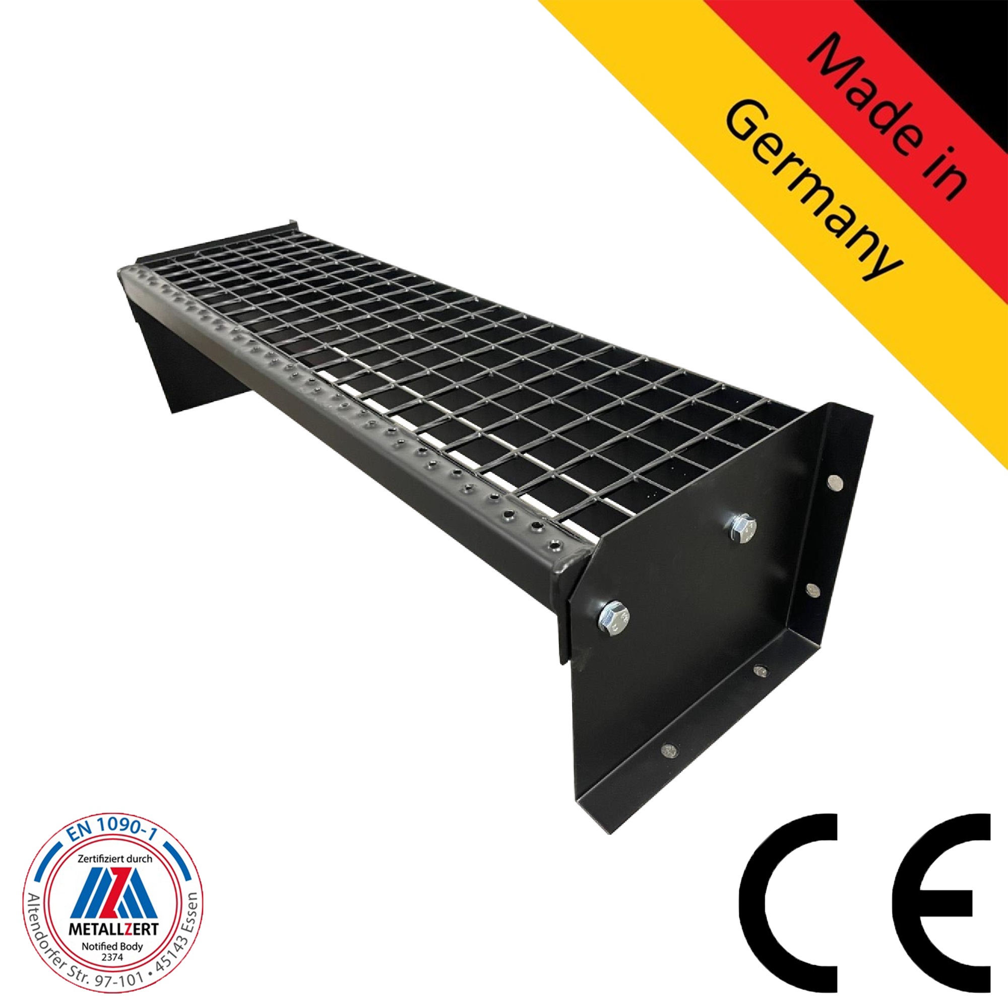 1 Stufen Treppe Breite 60-160 cm Standtreppe komplett schwarz Geschosshöhe 20 cm 1 Stufen Treppe Breite 60-160 cm Standtreppe komplett schwarz Geschosshöhe 20 cm