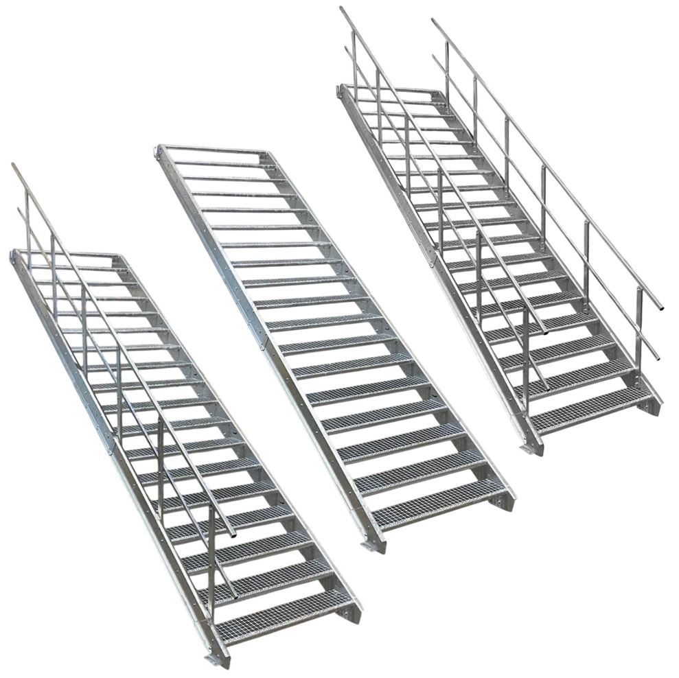 18 Stufen Stahltreppe 60 cm Breite 299 - 360 cm Geschossh…