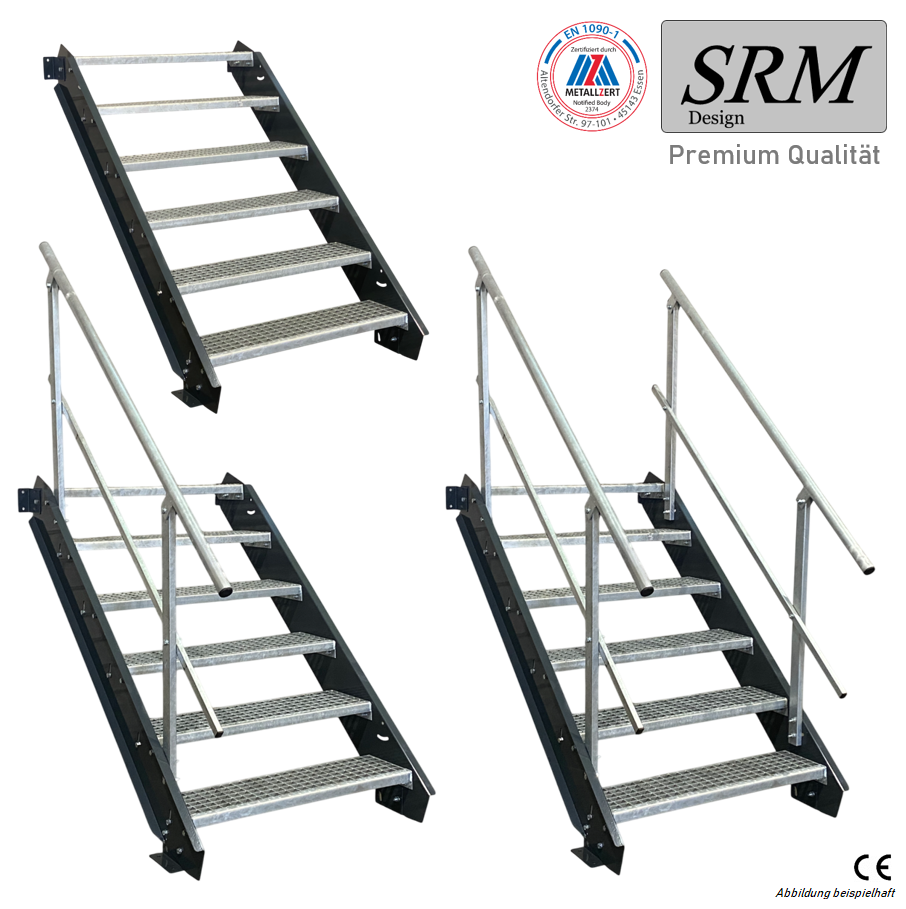 6 Stufen Stahltreppe anthrazit Breite 60 cm Geschosshöhe …