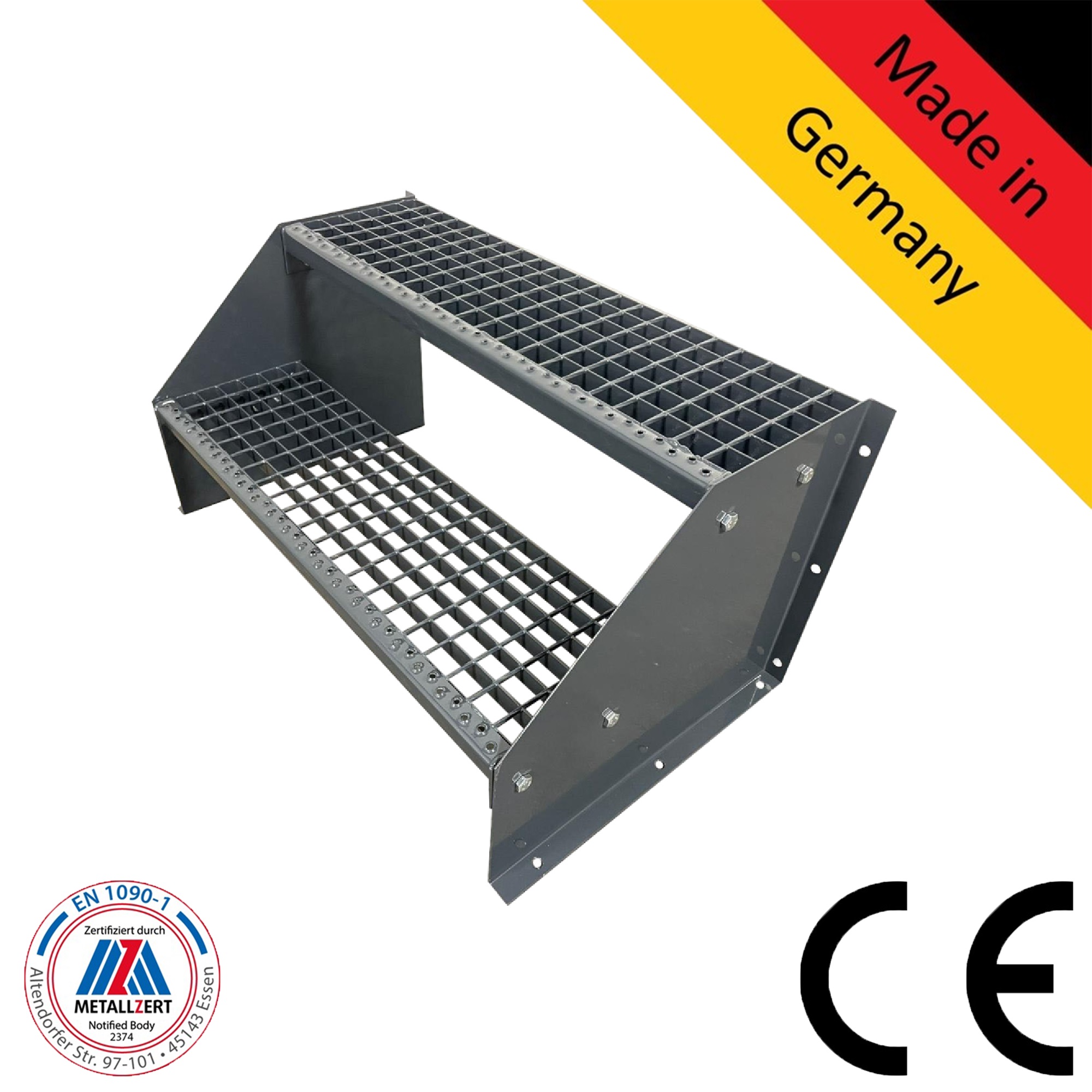 2 Stufen Treppe Breite 60-160cm Standtreppe komplett anthrazit Geschosshöhe 42cm 2 Stufen Treppe Breite 60-160cm Standtreppe komplett anthrazit Geschosshöhe 42cm