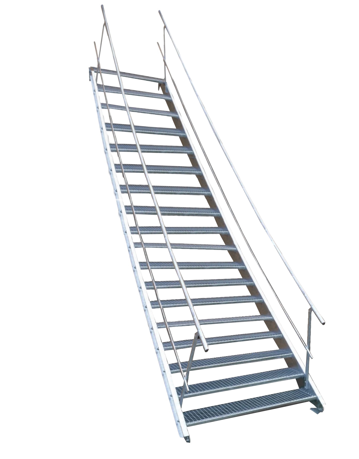 16 Stufen Stahltreppe Breite 60-160cm Geschosshöhe 274-340cm Geländer beidseitig