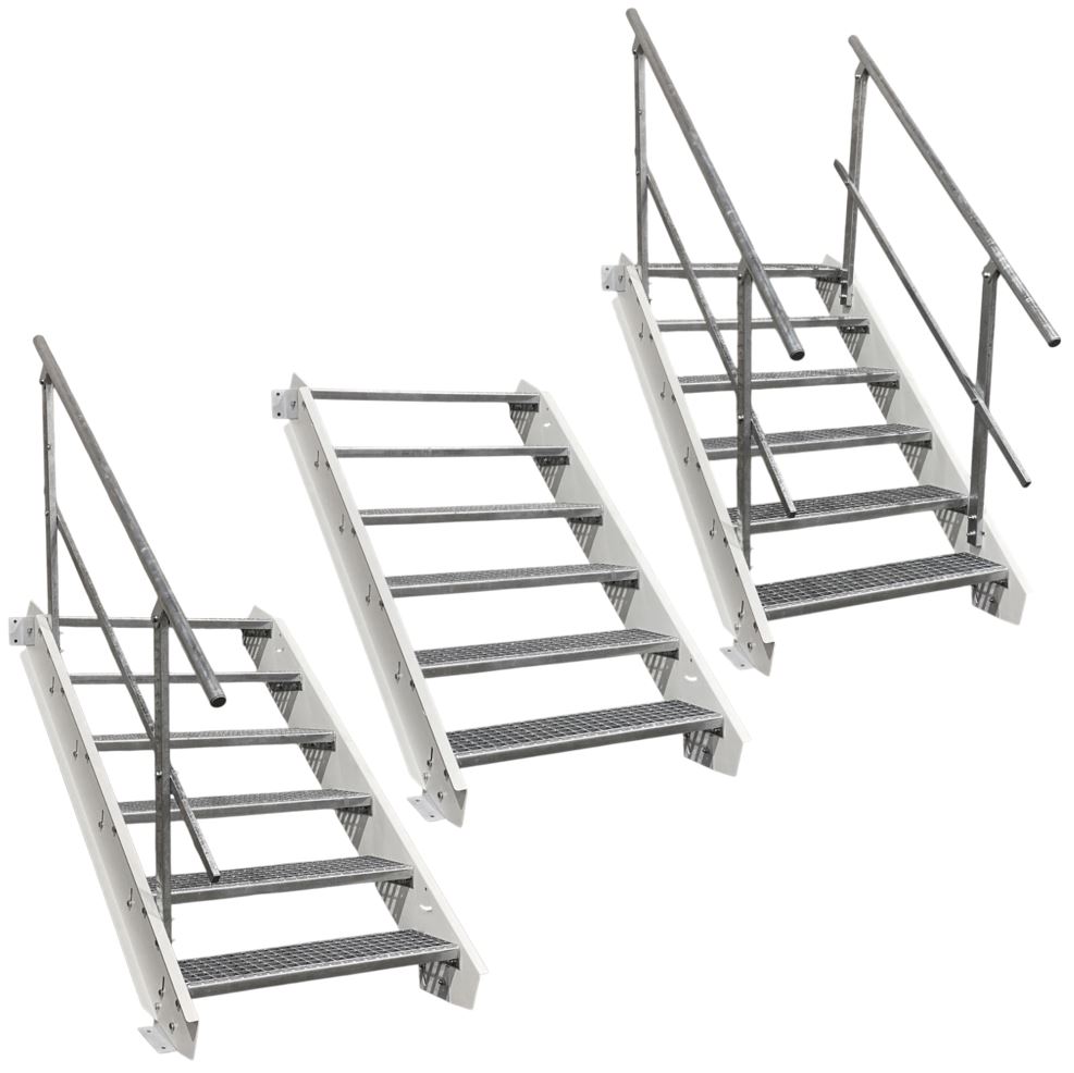 6 Stufen Stahltreppe Weiß Breite 60 cm Geschosshöhe 90 - …