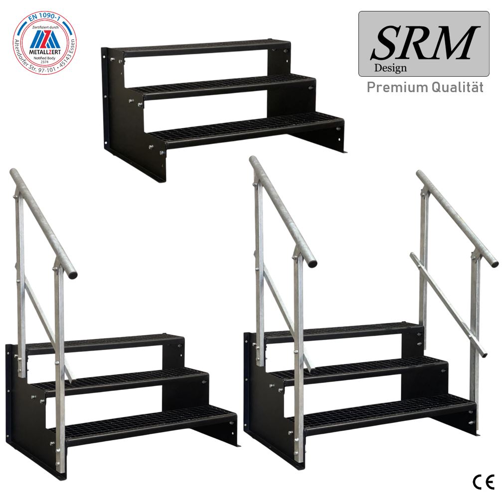 3 Stufen Standtreppe Modell 2 komplett schwarz Treppe Sta…