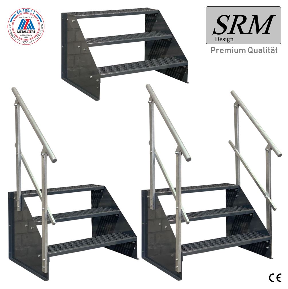 3 Stufen Standtreppe Breite 60 cm Treppe Höhe 63 cm anthr…