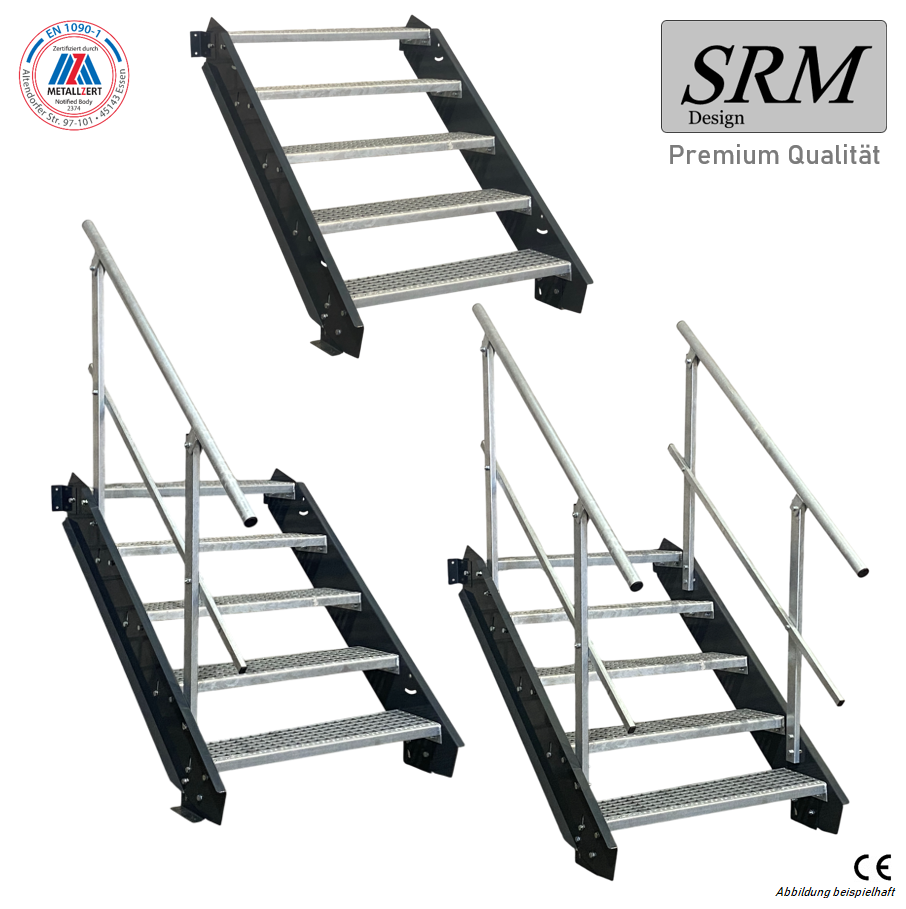 5 Stufen Stahltreppe anthrazit Breite 60 cm Geschosshöhe …