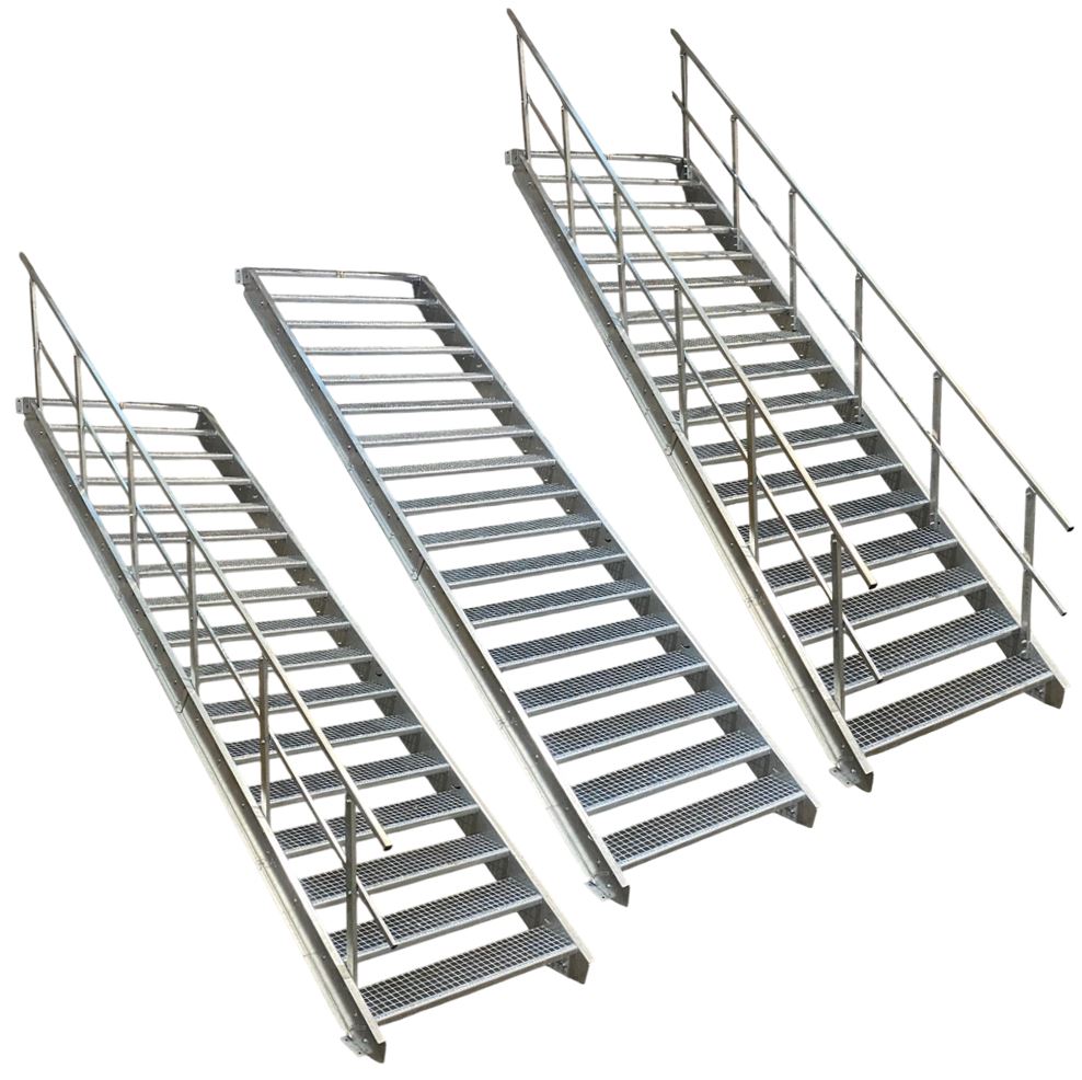 17 Stufen Stahltreppe 60 cm Breite 282 - 350 cm Geschossh…