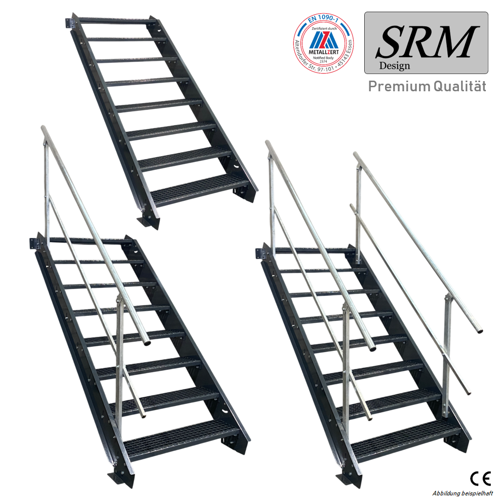 6 Stufen Stahltreppe komplett anthrazit Breite 60 cm Höhe…