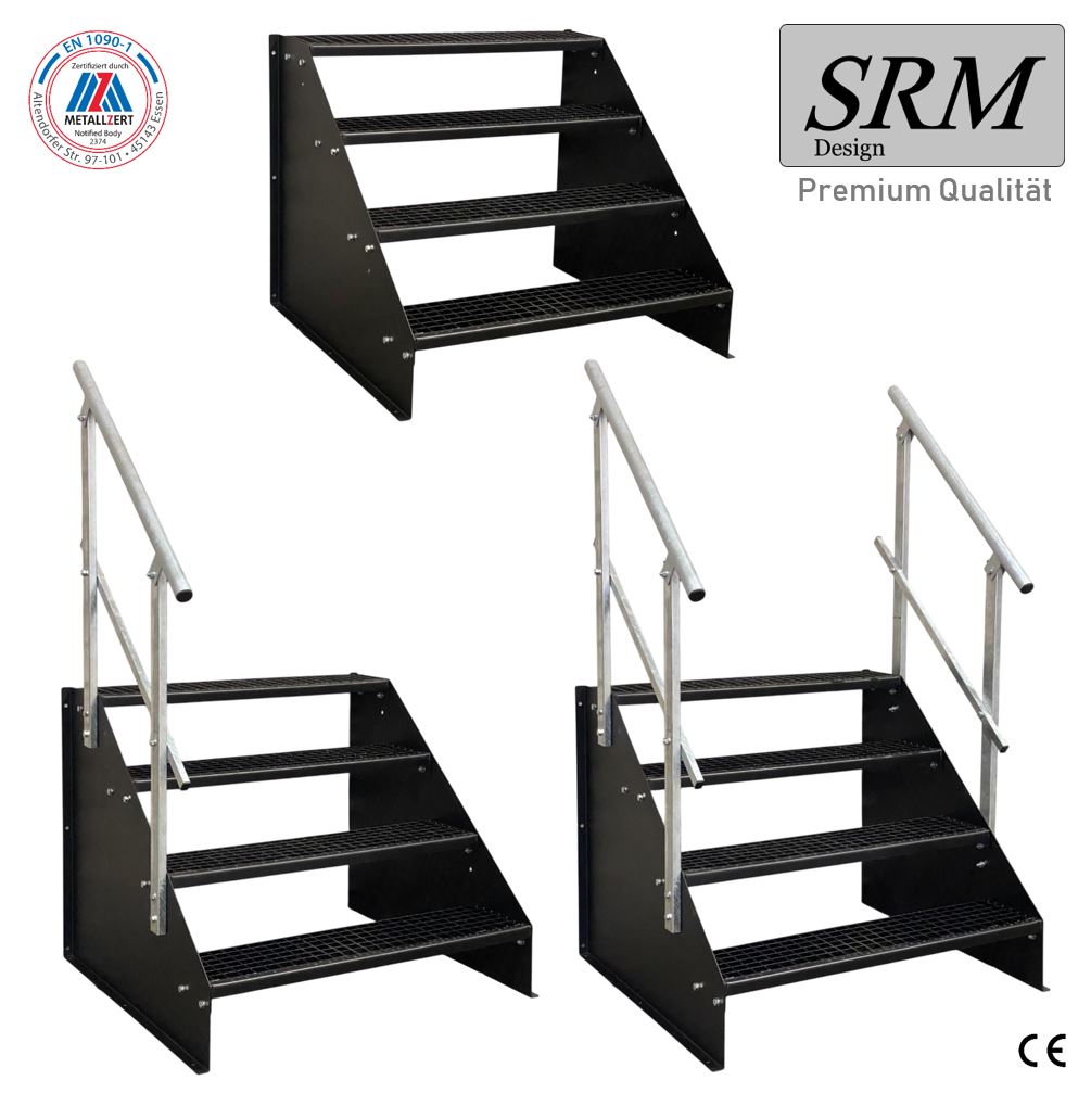 4 Stufen Standtreppe Modell 1 komplett schwarz Treppe Sta…