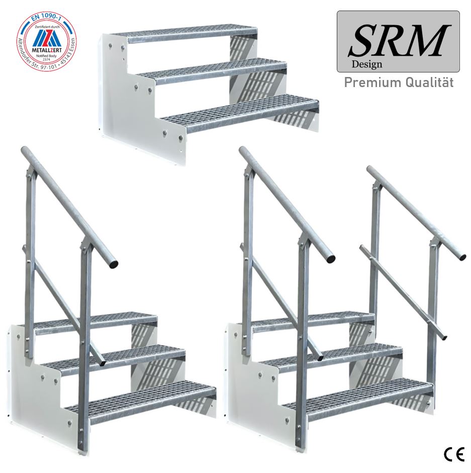 3 Stufen Standtreppe Modell 2 freistehend weiß Treppe Sta…
