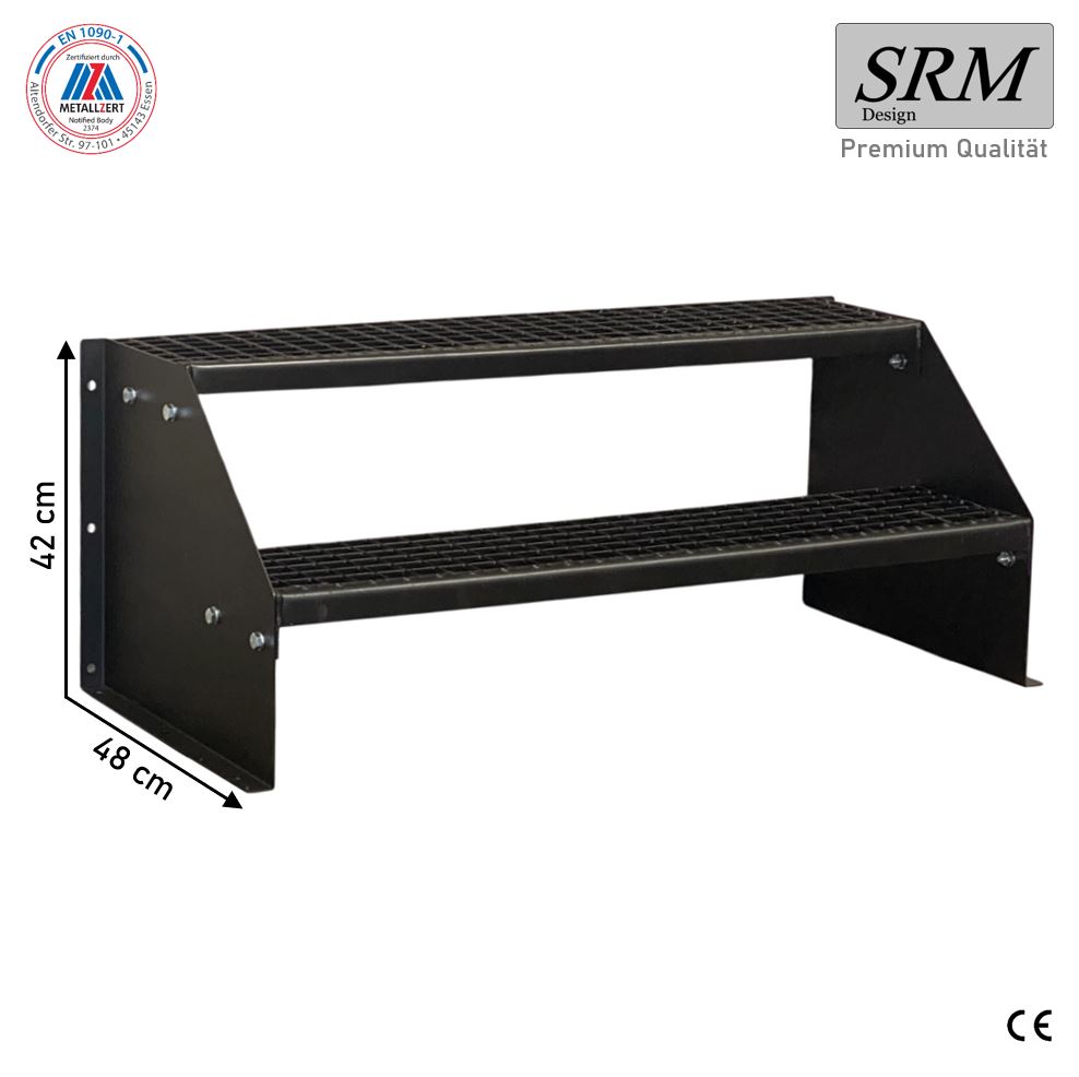 2 Stufen Standtreppe Modell 1 freistehend komplett schwar…