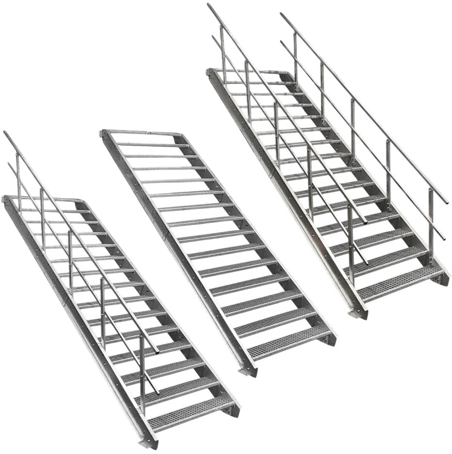 15 Stufen Stahltreppe STATIK 60 cm Breite 250 - 320 cm Ge…