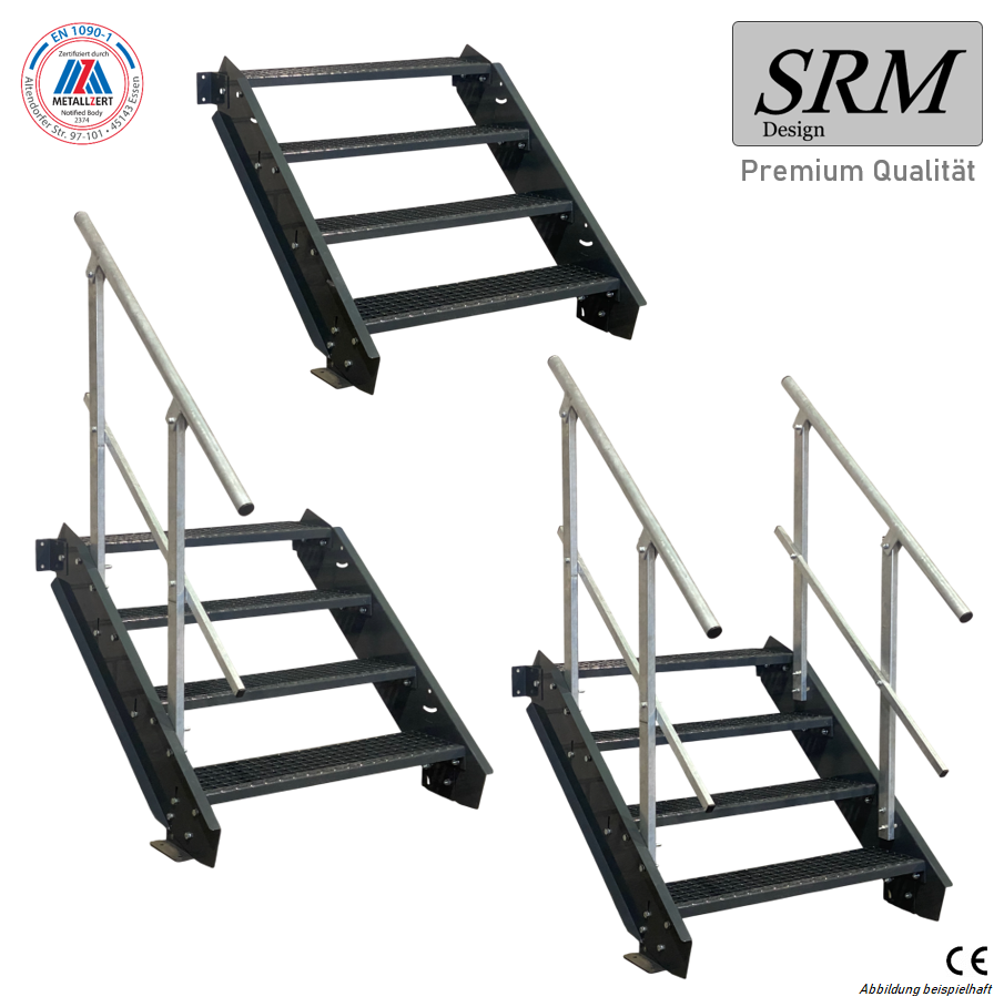 4 Stufen Stahltreppe komplett anthrazit Breite 60 cm Höhe…