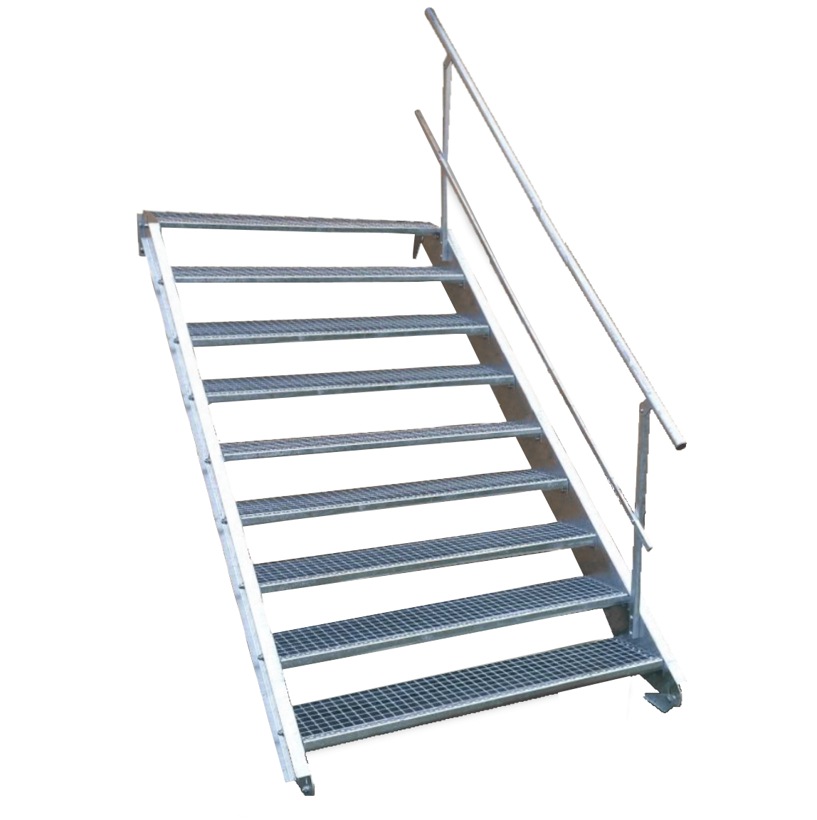 9 Stufen Stahltreppe Breite 60-160cm Geschosshöhe 135-180cm Geländer einseitig