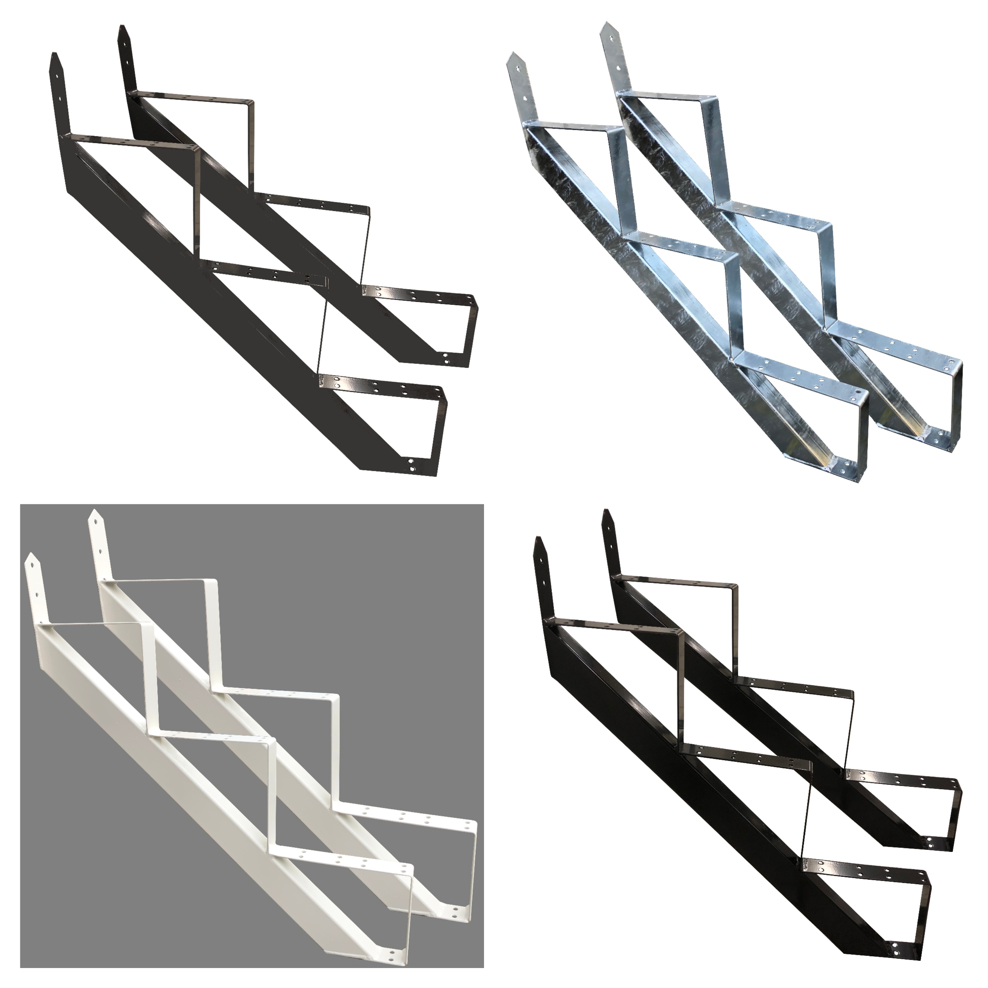 Treppenrahmen 2 stufig Stahltreppe Schwarz Treppenholm Ge…