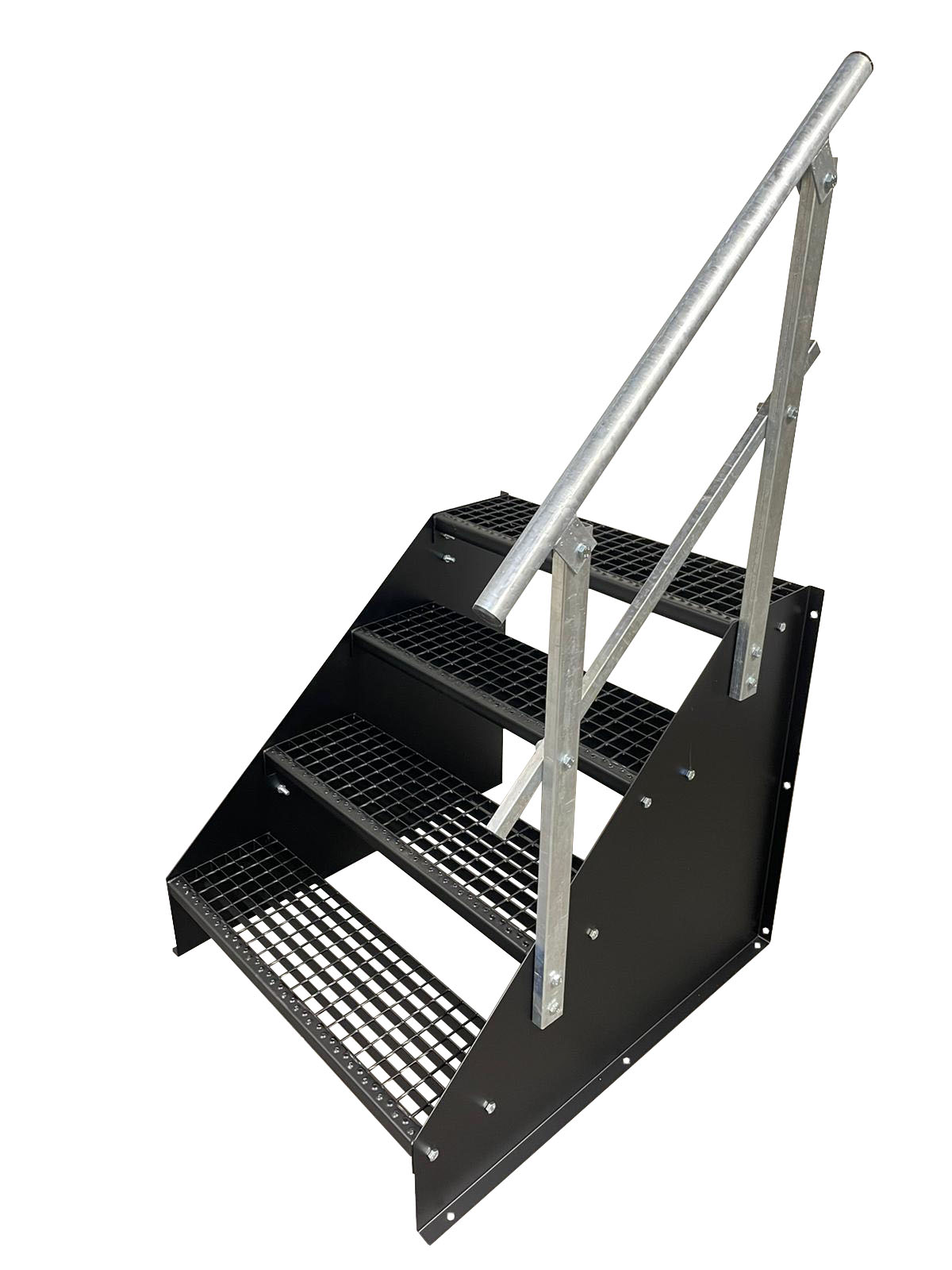 4 Stufen Standtreppe schwarz 18 cm Stufenhöhe, 60 - 160 cm Breite, 72 cm Höhe